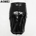 Knee Length Black Red Sexy Punk Style PU Leather Pencil Skirt Girl